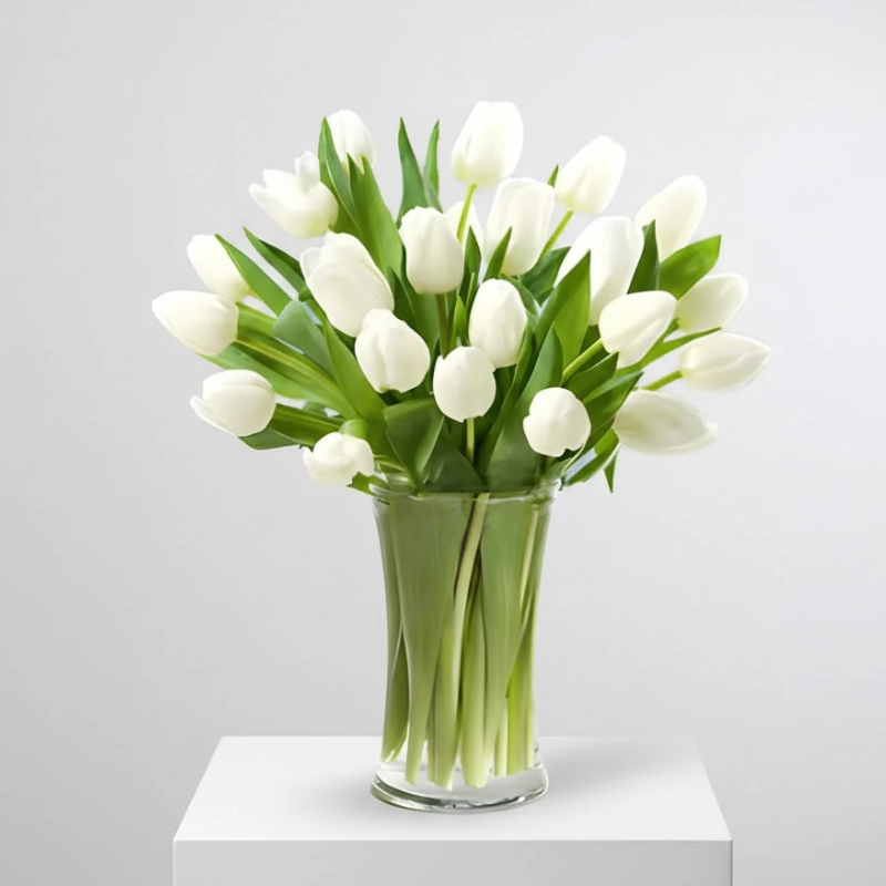 25 White Tulips Bouquet